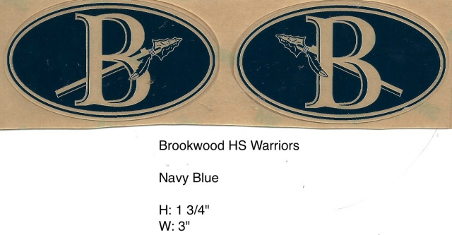 Brookwood Warriors HS (GA) Navy Oval Clear B with Spear